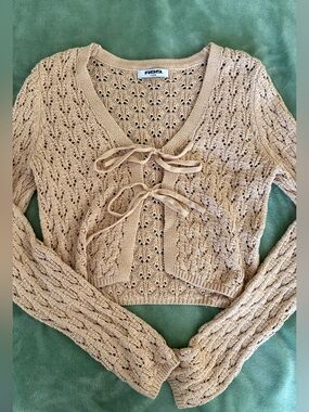 Cropped Open Knit Cardigan